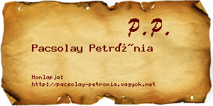 Pacsolay Petrónia névjegykártya